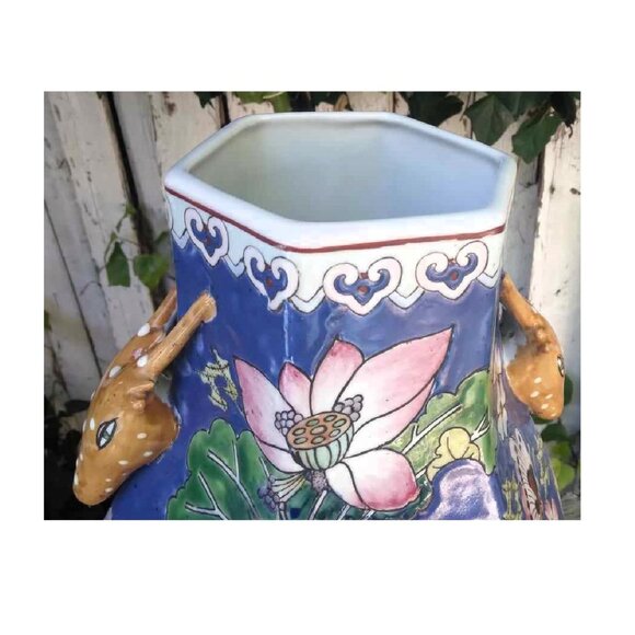 Stunning Antique Chinese Qing Yongzheng Marked Porcelain Horned Antelope handled - Picture 9 of 12